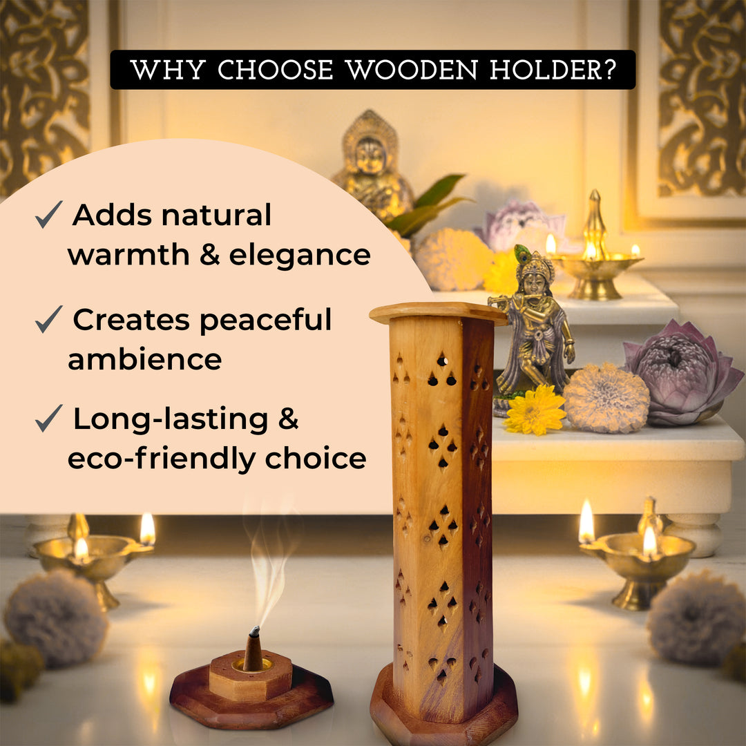 KHEONI Incense Holder Agarbatti Stand Wooden Tower