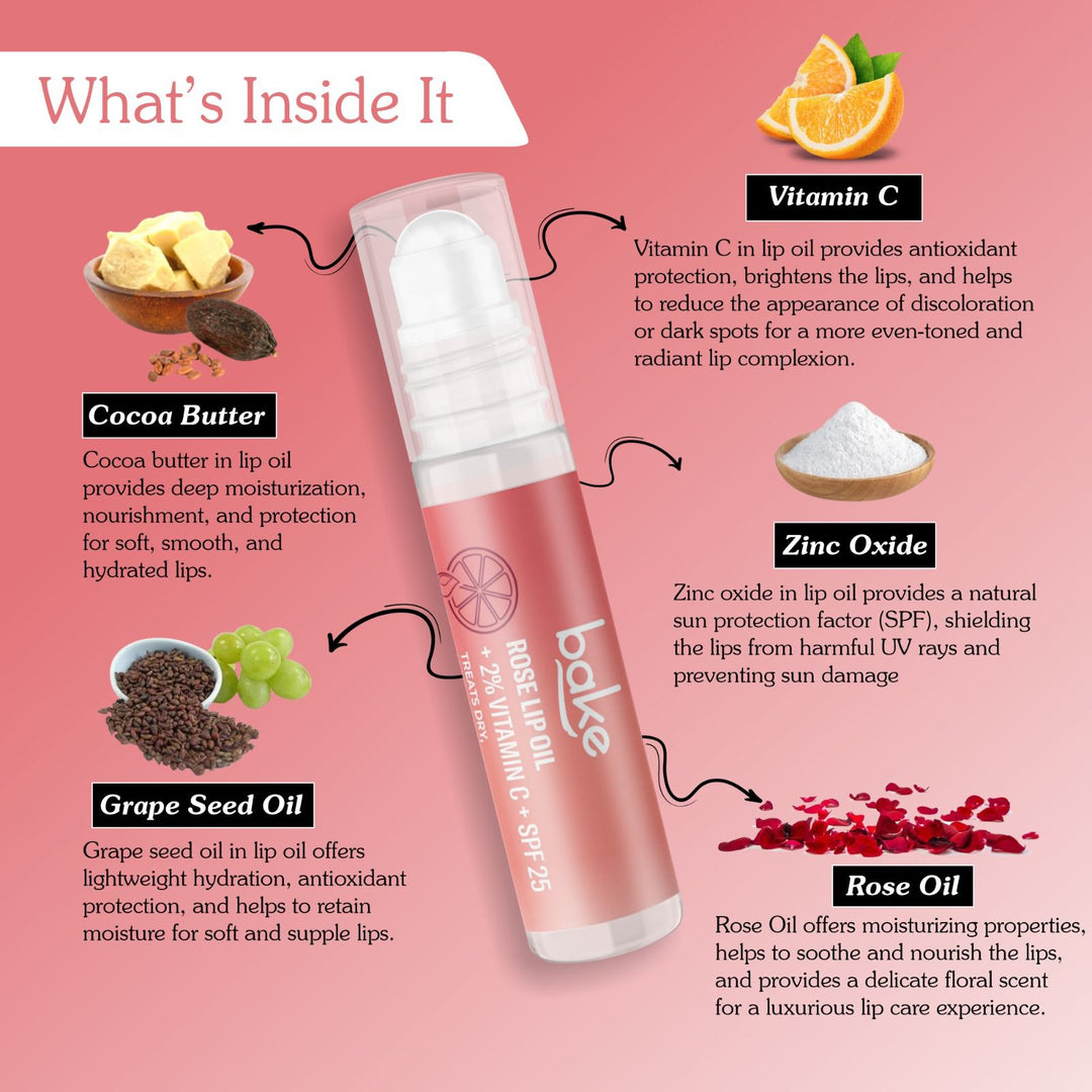 2% Vitamin C Rose Tinted Lip Oil SPF 25 PA+++ - Suspire