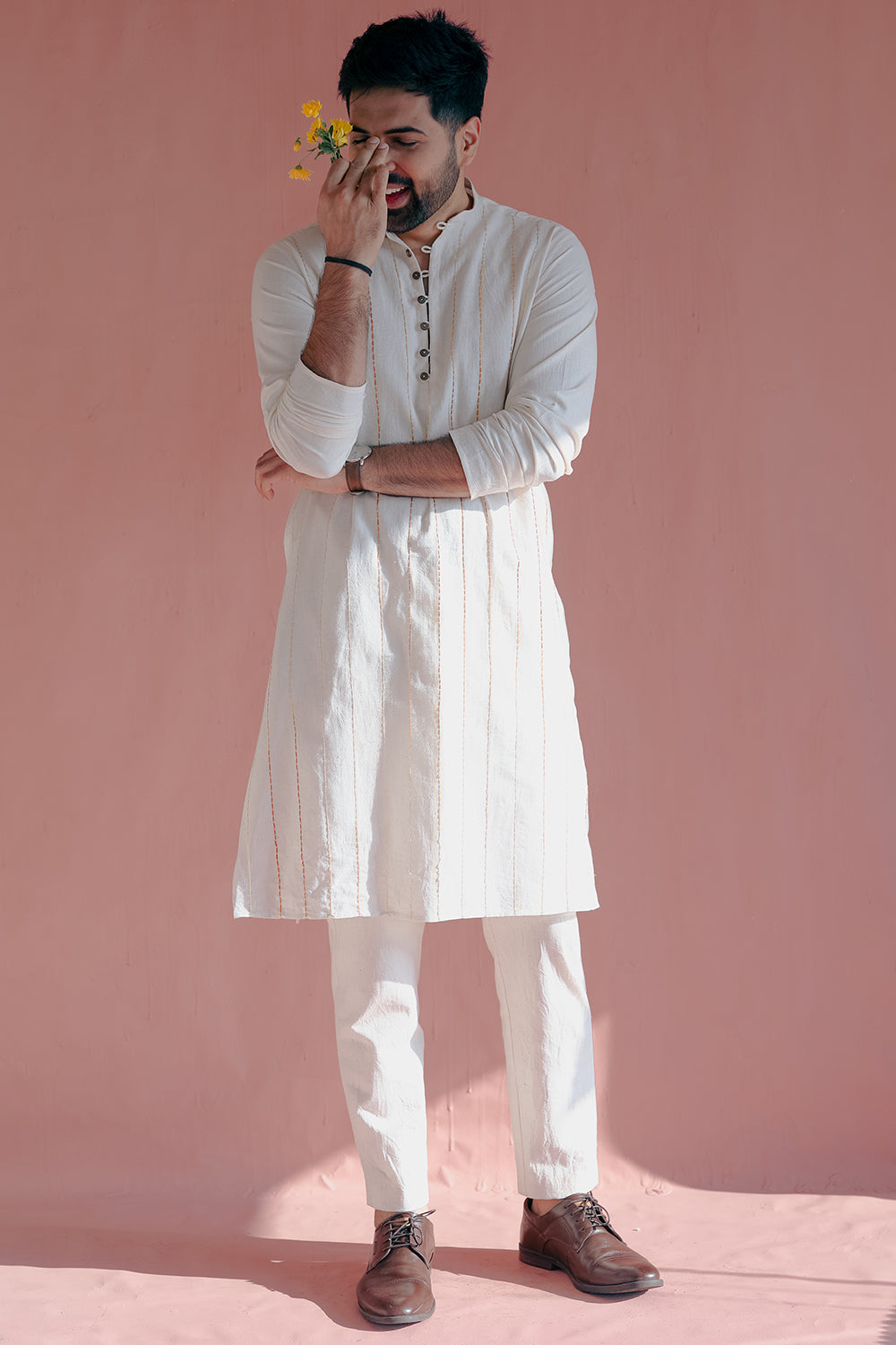 ITIDOR Aralinn Kurta - Chinese Collar, Back Waist Elastic