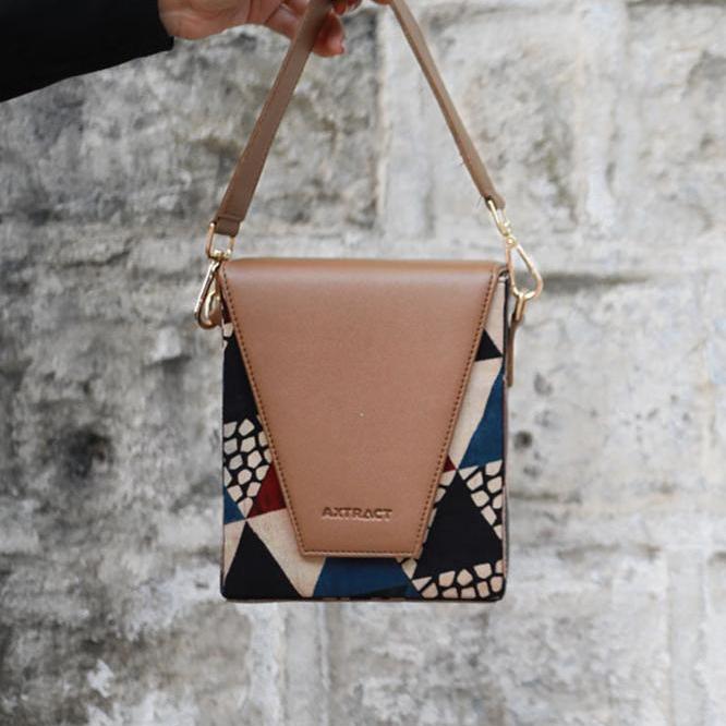 AXTRACT Beige Edgebox - Rectangular Kutchi Handcrafted Bag