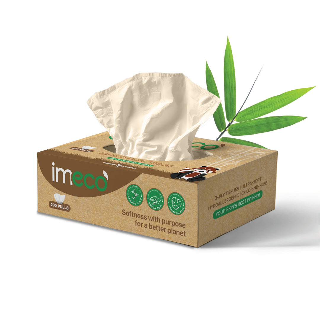 IMECO Bamboo Facial Tissue | Soft & Highly Absorbent | 2-Ply | 200 Pulls