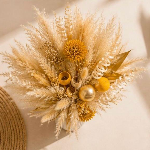 Prairie Doree – Pampas and Yellow Dried Flower Arrangement