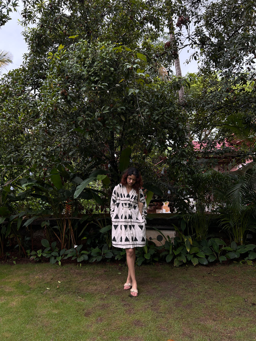 The Terra Tribe Florence Dress | Triangle Print | Black