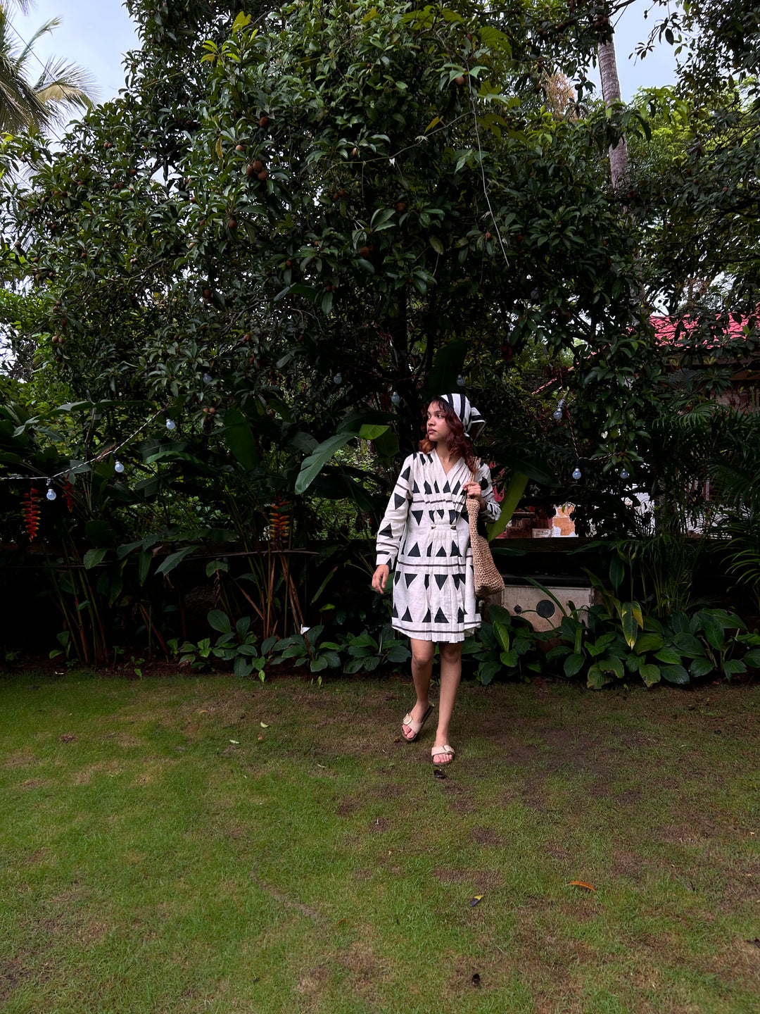 The Terra Tribe Florence Dress | Triangle Print | Black