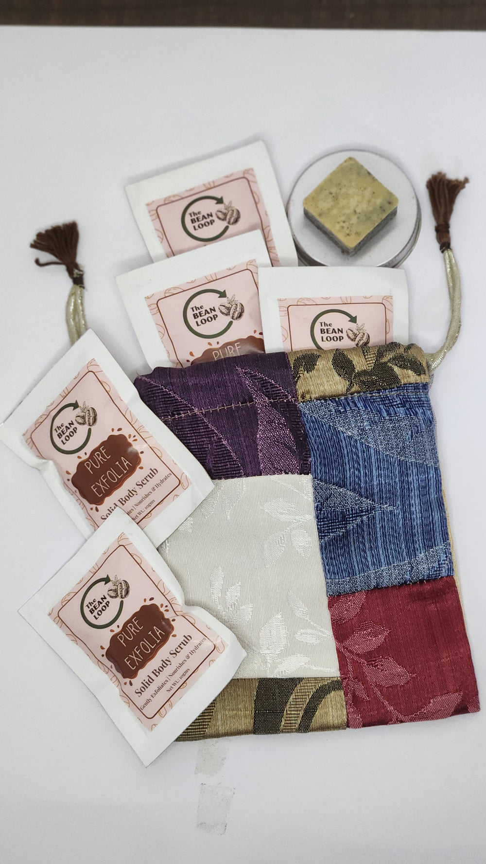 The Bean Loop Pure Exfolia Solid Body Scrub | Upcycled Pouch | Pack of 5