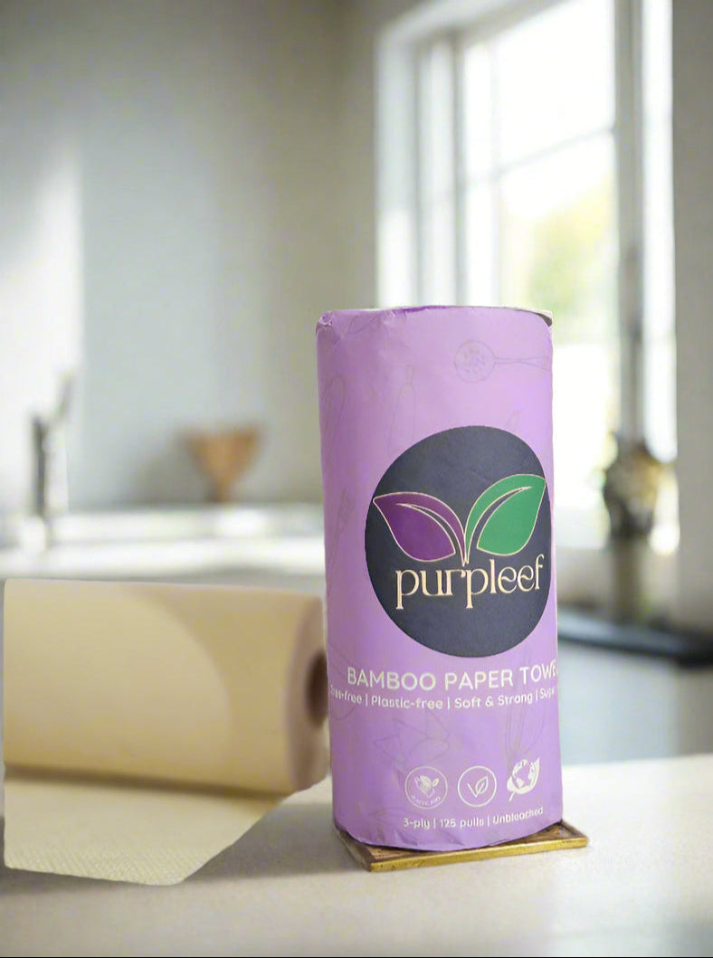 Purpleef Bamboo Kitchen Towels | TrueFiber + FREE Facial tissue