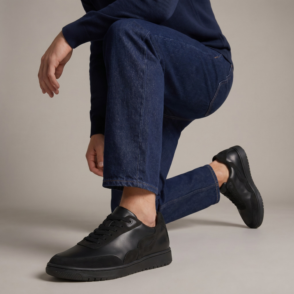 Bridge Black Lace-Up Sneakers