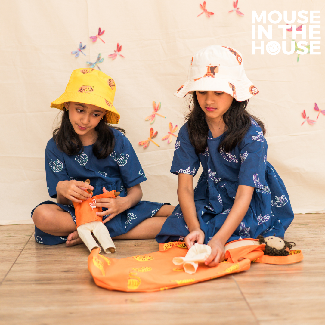 Mouse In The House A Spiky Porcupine - Cotton Dress (Blue)