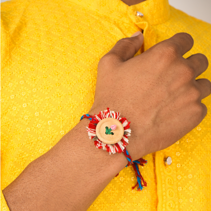 Ecokari Plantable Rakhi with Embroidered Floral Motif