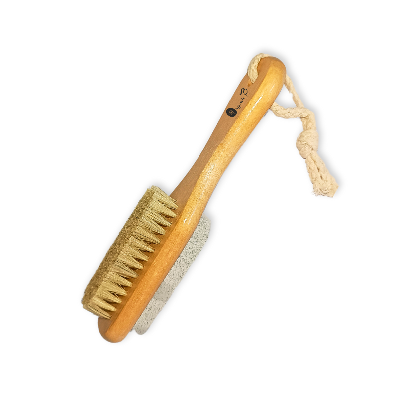 Organic B Dual Purpose Wooden Pedicure Brush + Pumice stone