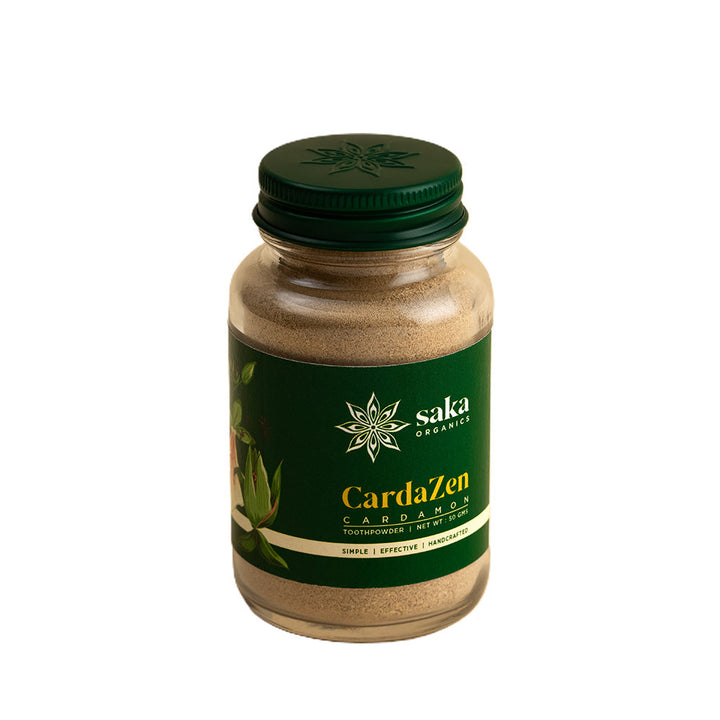 Saka Organics - CardaZen | Handmade Cardamom Toothpowder | Natural Oral Care (50gms)