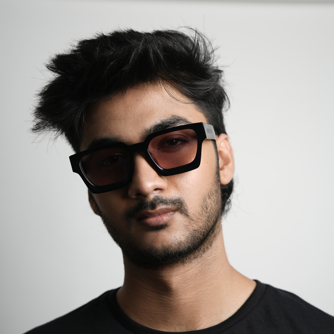 Monkstory MonkStory Runway Acetate Unisex Sunglasses - Black With Purple Lens