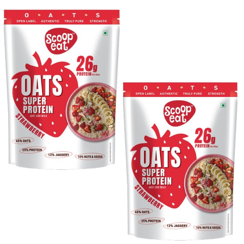 Scoopeat Assorted Oats pack of 2 -  26g Super High Protein Strawberry Oats