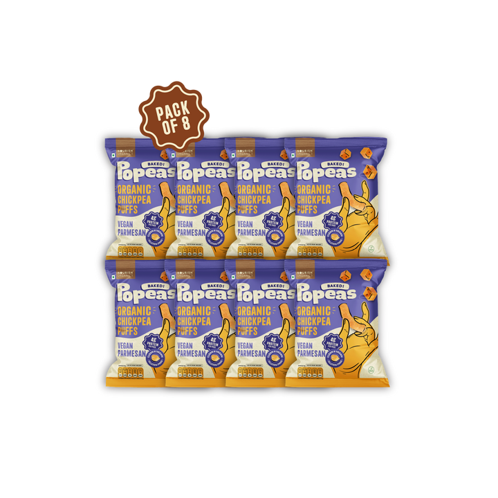 NOURISH ORGANICS Vegan Parmesan Protein Puffs Mini - Pack of 8 (20G)