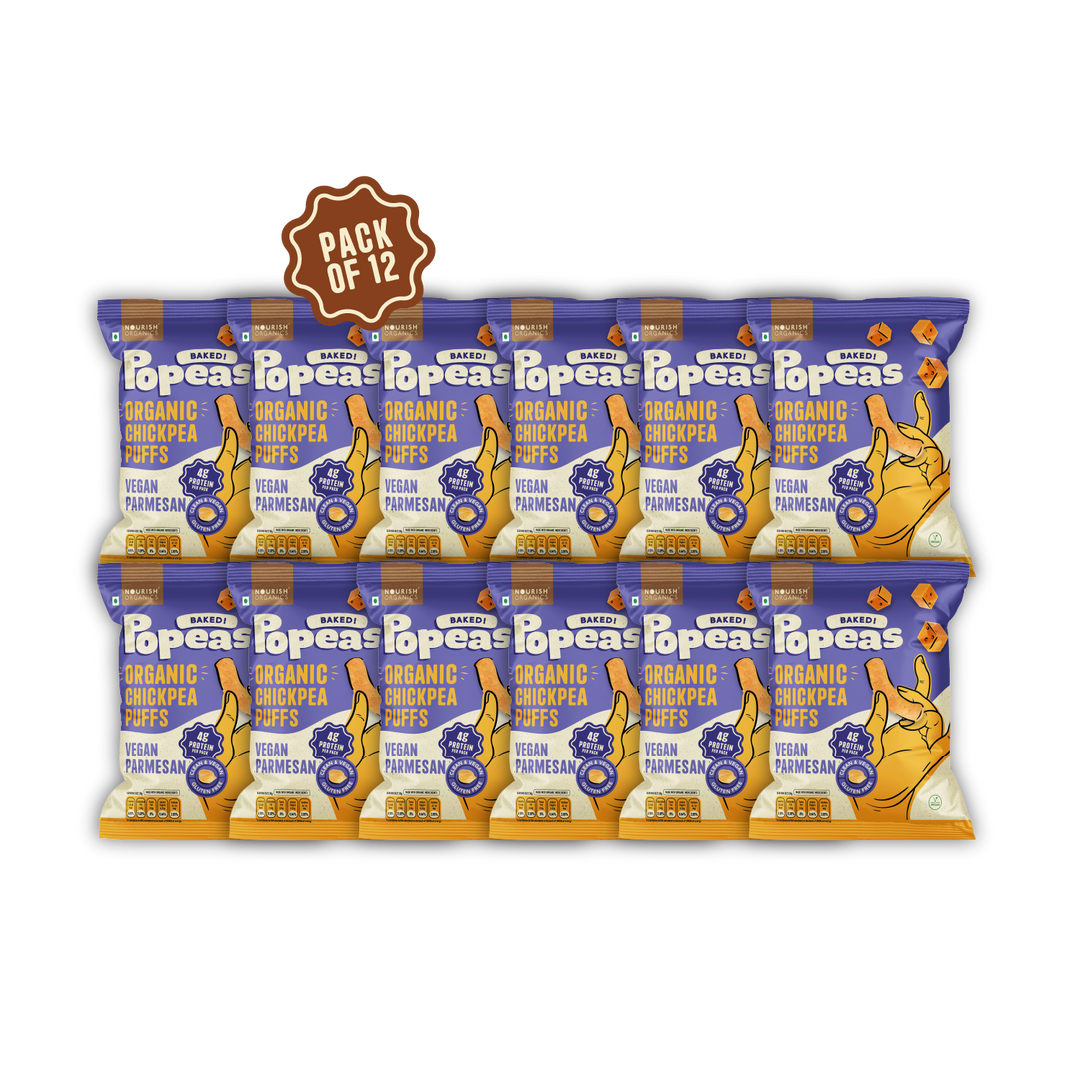 NOURISH ORGANICS Vegan Parmesan Protein Puffs Mini - Pack of 12 (20G)