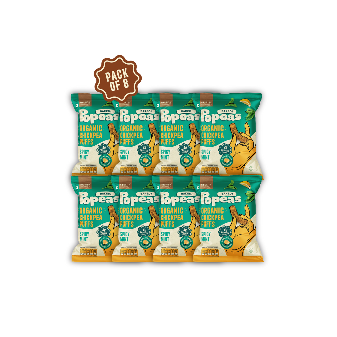 NOURISH ORGANICS Spicy Mint Protein Puffs Mini – Pack of 8 (20G)