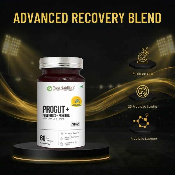 Pure Nutrition PROGUT+ Probiotics + Prebiotic 60 Billion CFU | 25 Strains | 60 Veg Capsules