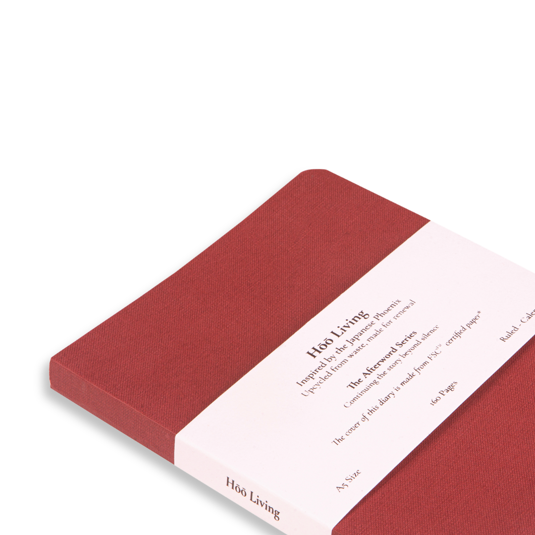 Hōō Living A5 Notebook 160 Pages made from Upcycled Used Sanitary Napkins - Paperboard/Bordeaux Paper Cover