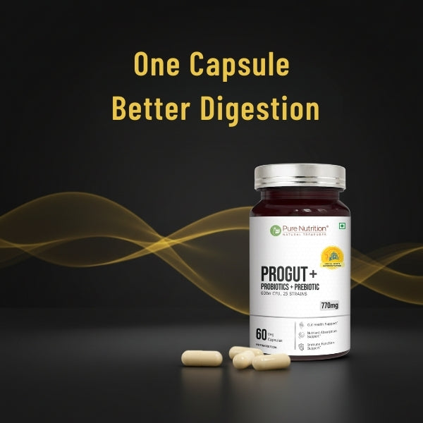 Pure Nutrition PROGUT+ Probiotics + Prebiotic 60 Billion CFU | 25 Strains | 60 Veg Capsules