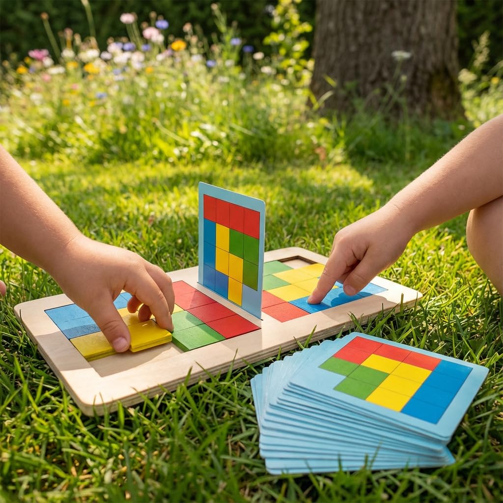 Wudly Toys Wooden Cube Battle Game | Colour Pattern Matching