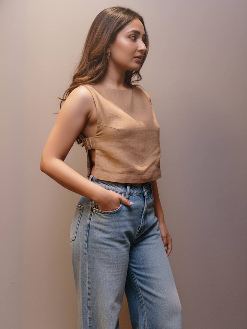 THE LINEN CUT-OUT TOP
