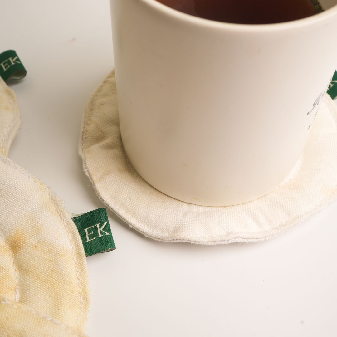 Ecokari Eco-Printed hemp fabric coasters (set of 2)