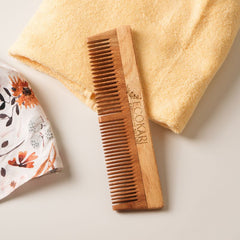 Ecokari Natural Neem Wood Comb | Treated with Herbal Oils