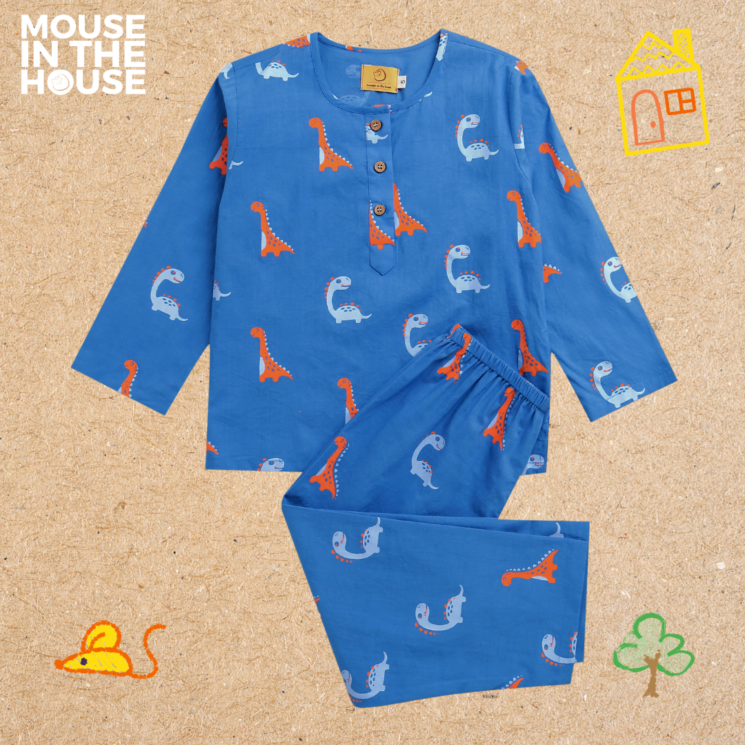 Mouse In The House Dino Friends (Blue)- Unisex Nightdress