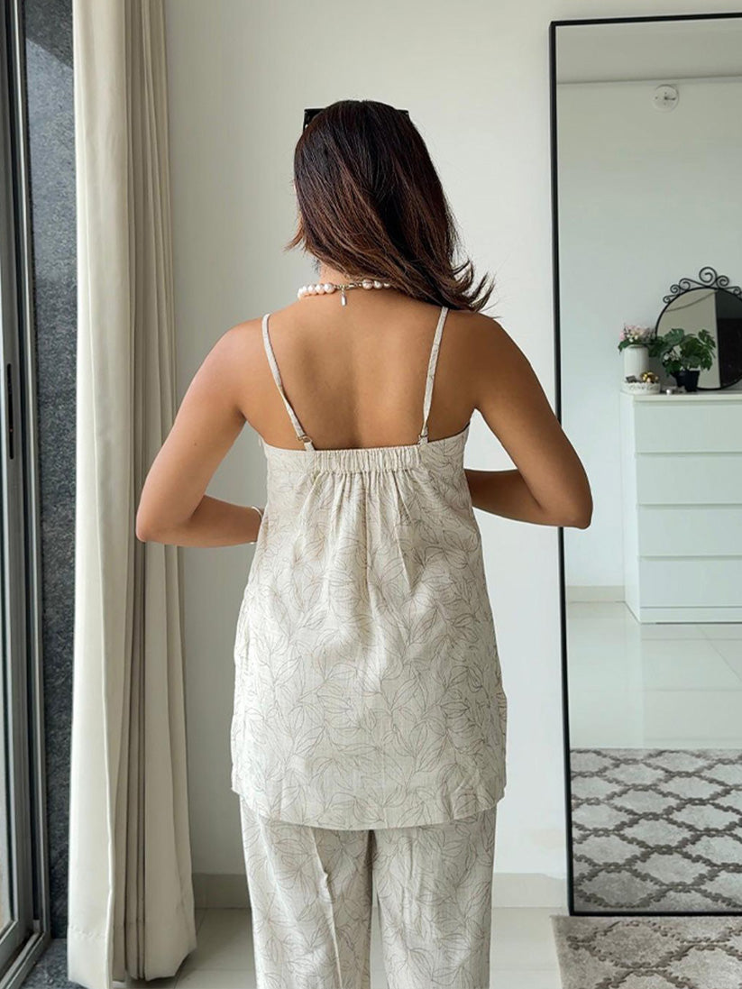 COCONUT CREAM - PRINTED LINEN CO-ORD SET