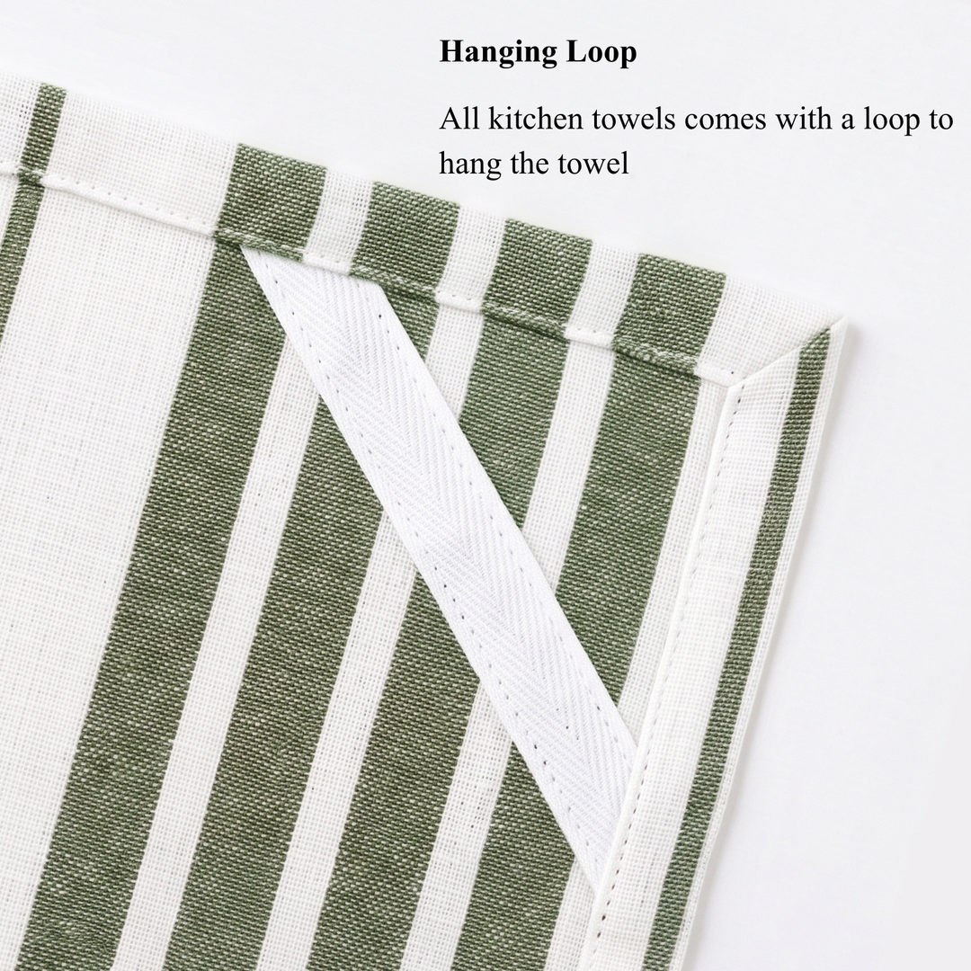 Striped & Checked Cotton Dish Towels ( Set of 3)