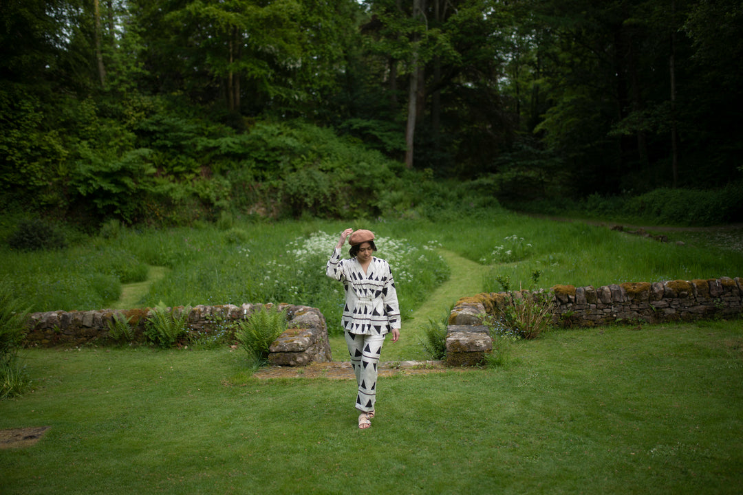 The Terra Tribe Florence Top | Triangle Print | Black