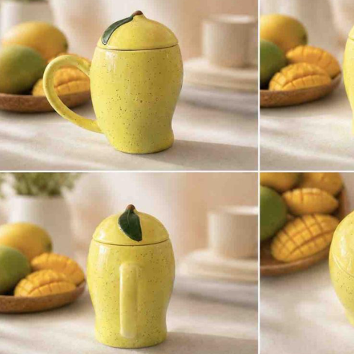 Citron Eclat – Lemon Ceramic Mug with Lid