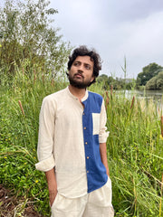 Aadya Moda Men's Kala Cotton Indigo Elegance Shirt