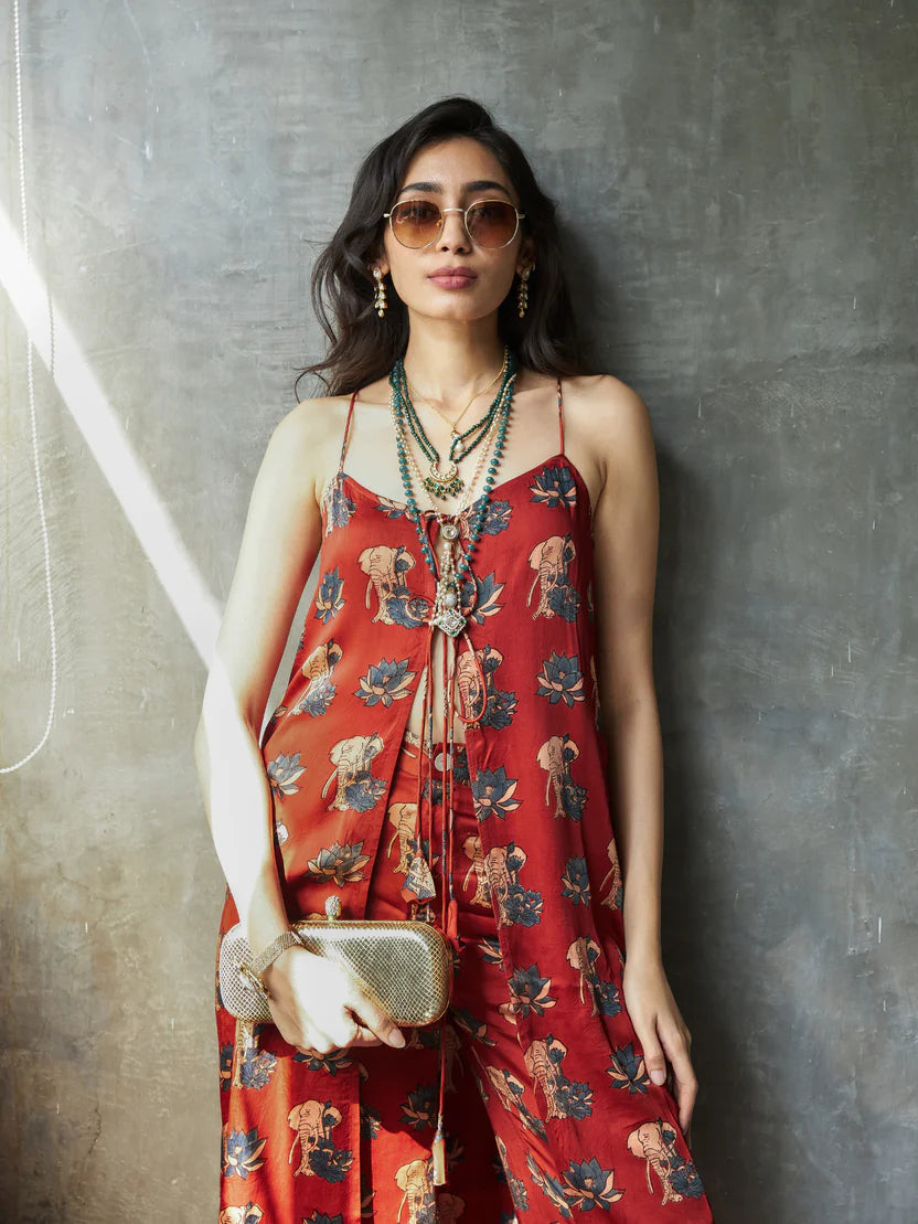 Anushé Pirani Gentle Tunic | Ajrakh Print Modal | Terracotta, Women's