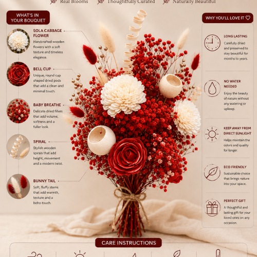 Elegance Ecarlate – Red Dried Flower Bunch