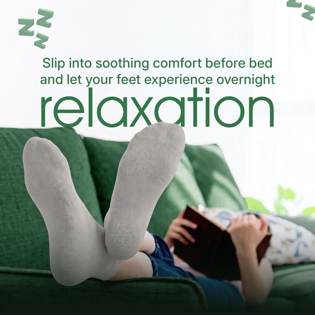 Natural Infusions Bedtime Pain Comfort Socks | Soft Night Comfort Socks for Men & Women | Grey | 1 Pair