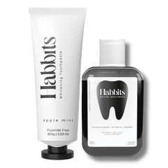 Habbits Natural Oral Care Bundle | Apple Mint Whitening Toothpaste (100g) + Natural Mouthwash (250ml) | Whitening | Fluoride-Free | Vegan | SLS-Free | Fights Plaque & Bad Breath | Gentle on Gums