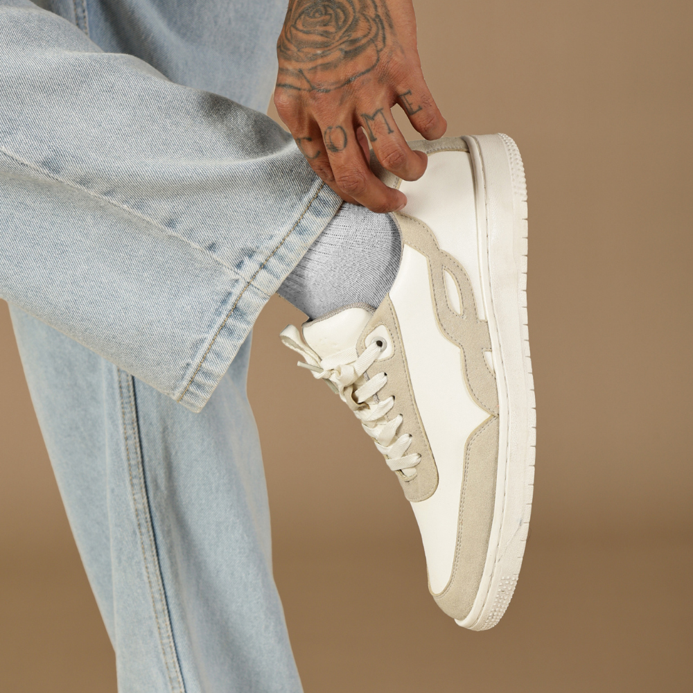 Bridge White Lace-Up Sneakers