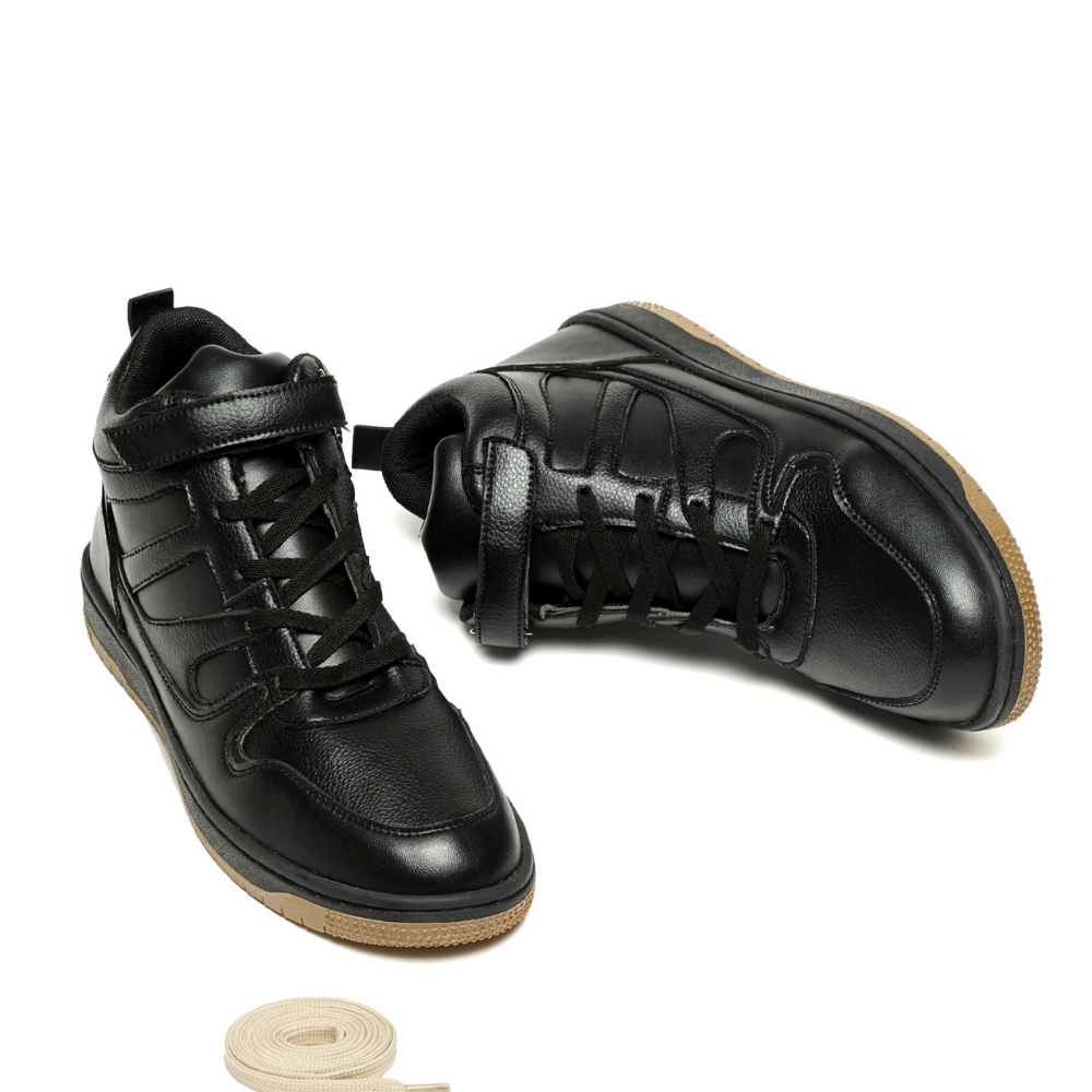 Rise Black High-Top Strap Sneakers