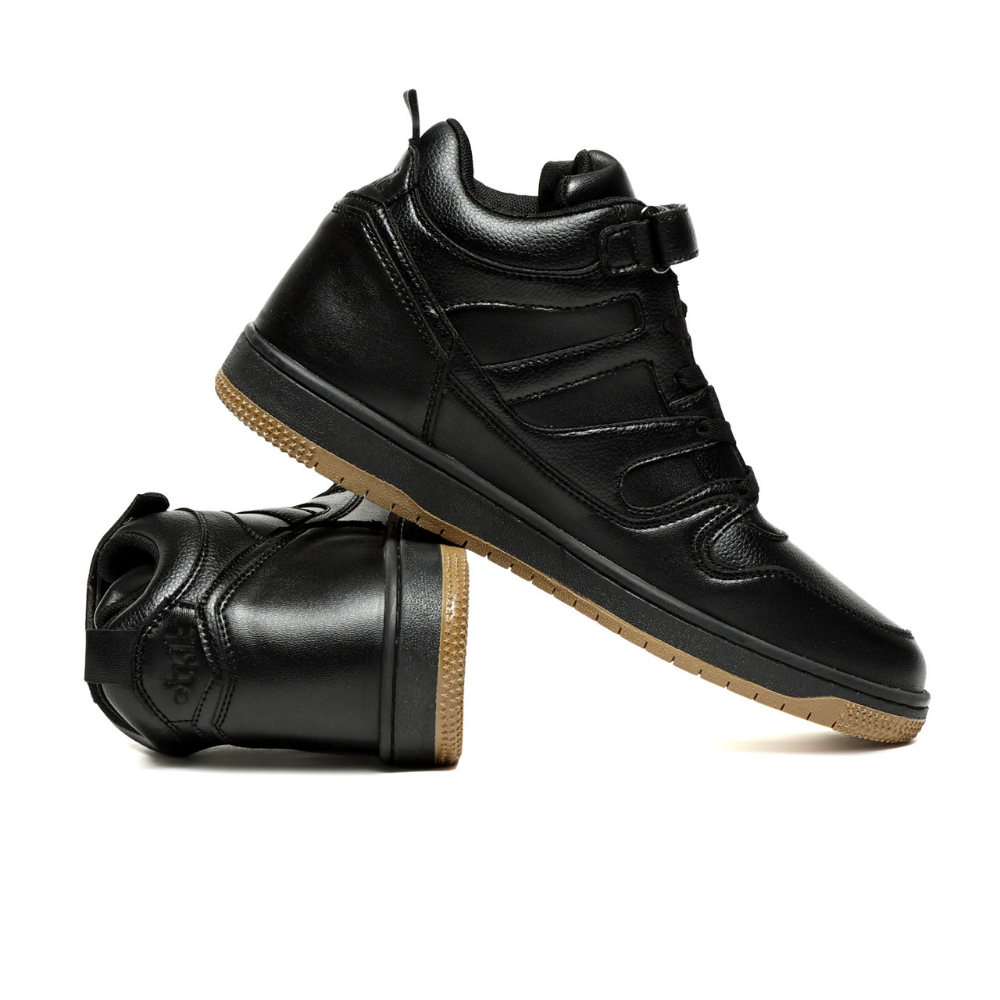 Rise Black High-Top Strap Sneakers