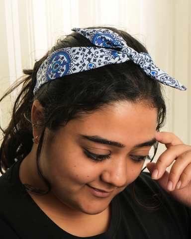 Ecokari Blue Tribal Knot Headband | Bamboo Fabric
