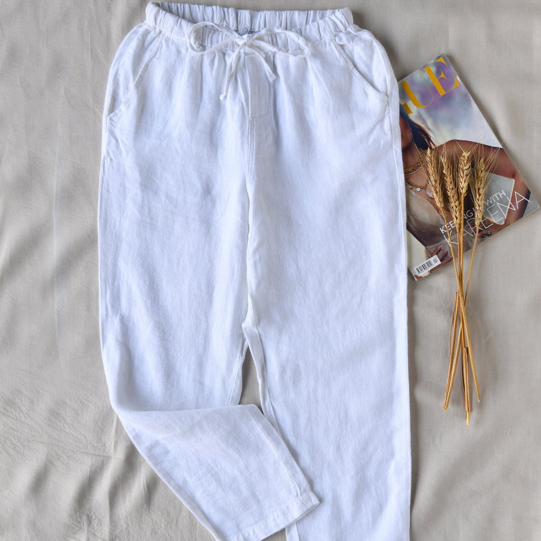 100% Premium Linen White Co-ord set - Women