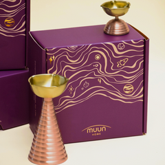 Muun Home Brass Diya Pair Gift Set - Tall & Short Diyas