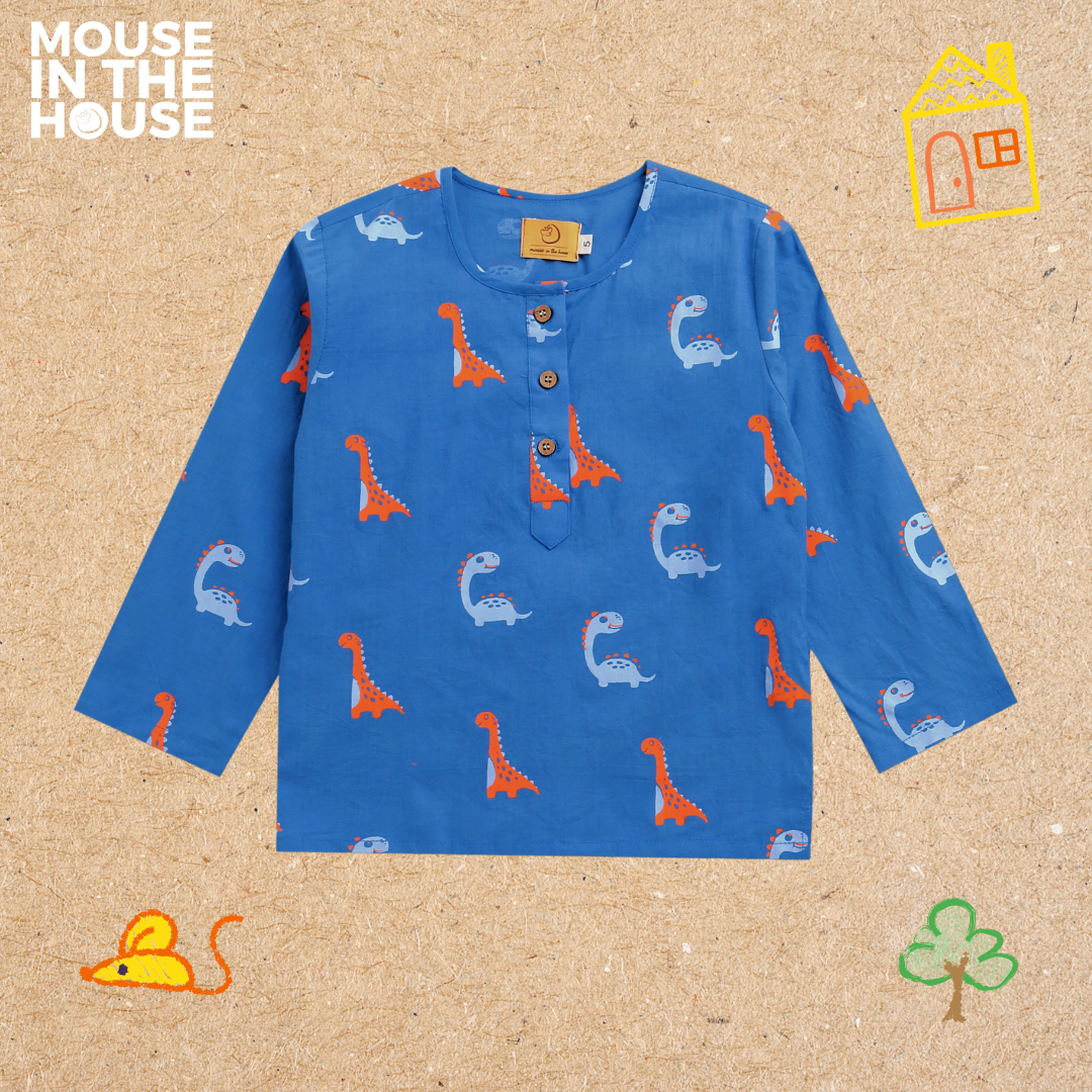 Mouse In The House Dino Friends (Blue)- Unisex Nightdress