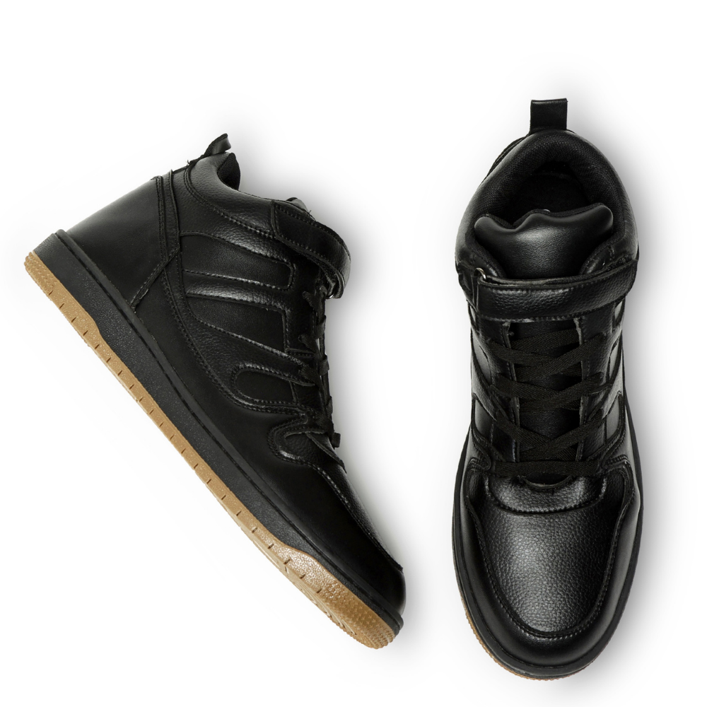 Rise Black High-Top Strap Sneakers