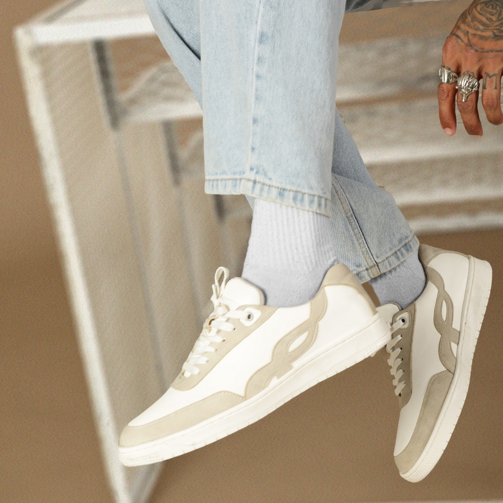 Bridge White Lace-Up Sneakers