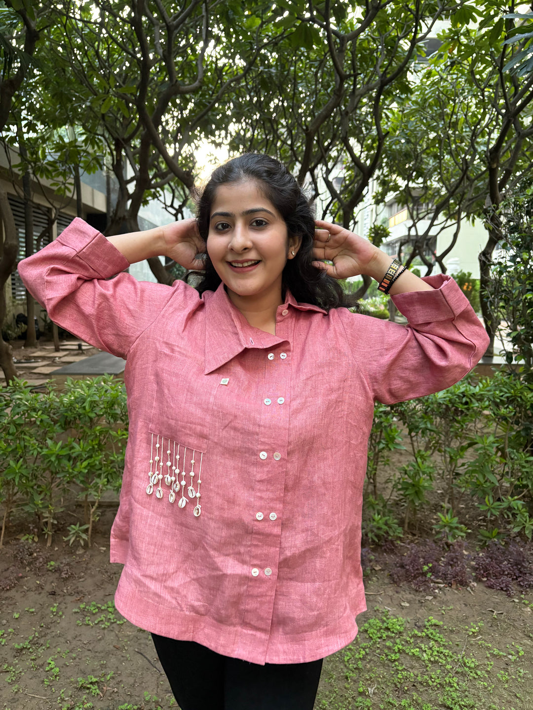 Pink Pearl Linen Shirt