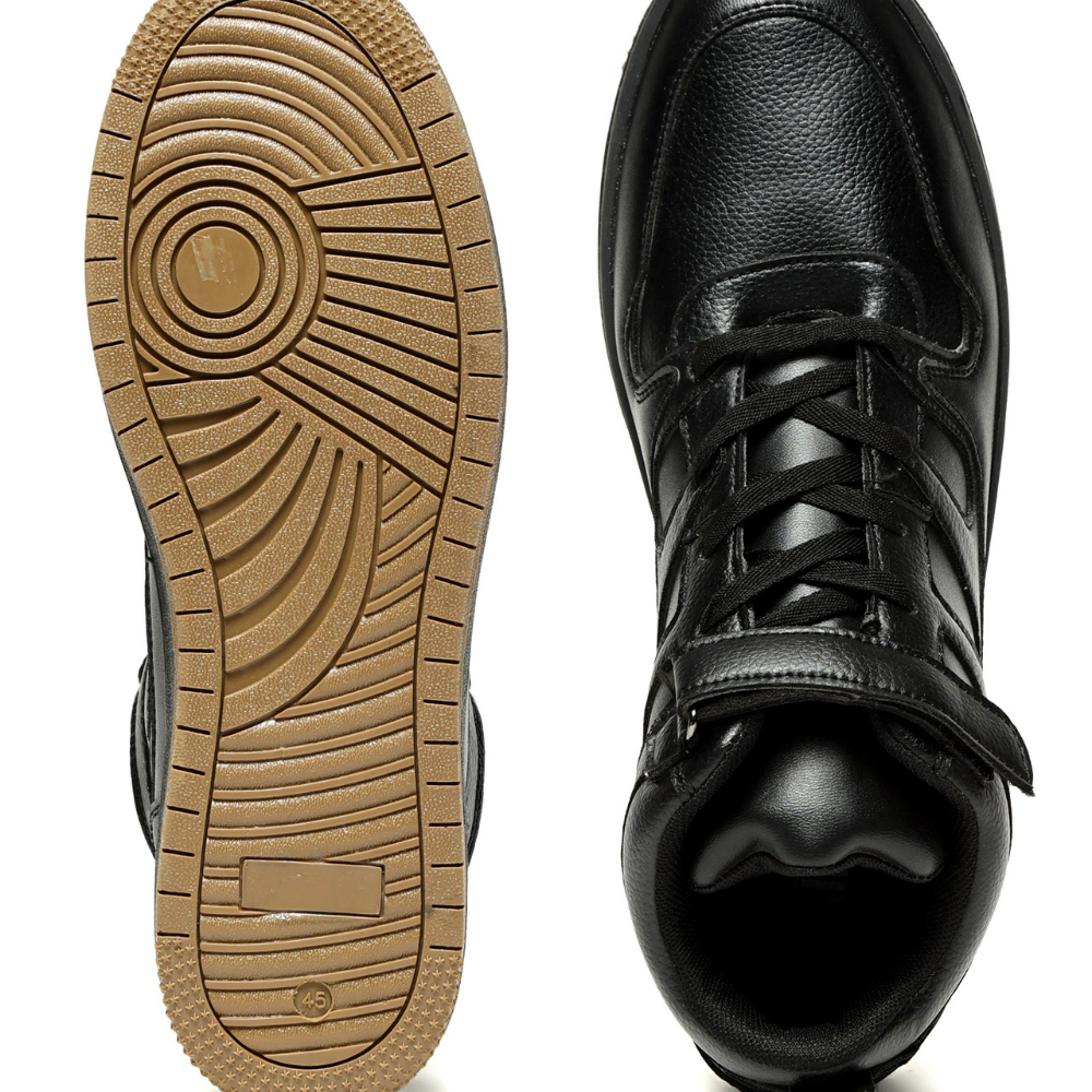 Rise Black High-Top Strap Sneakers
