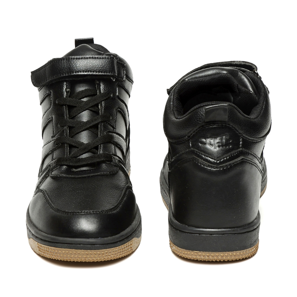 Rise Black High-Top Strap Sneakers