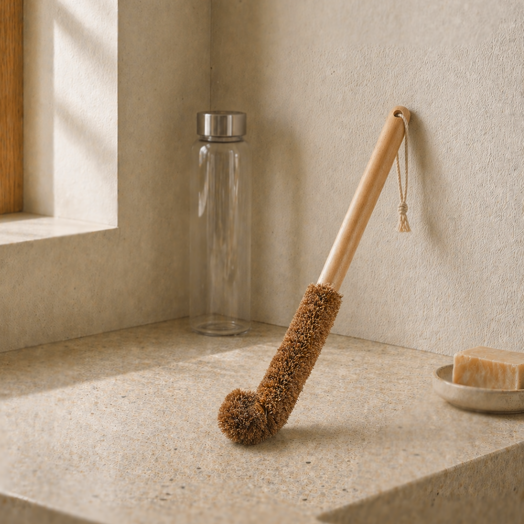 OIKO Coir Water Bottle Cleaner with Wooden Handle